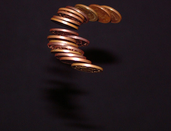 Midair One Pence Coins